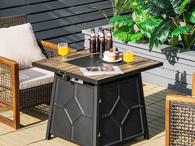 28-inch 40,000 BTU Propane Gas Fire Pit Table with Cover